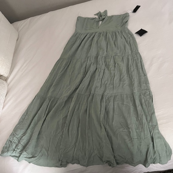 Sage Green Strapless Maxi Dress - Picture 1 of 3